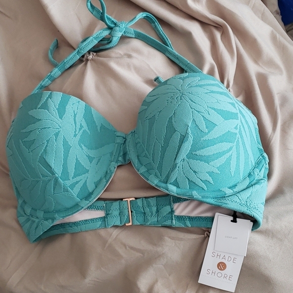 Shade & Shore Leaf Jacquard Underwire Bikini Top Size 34D # - Picture 5 of 7